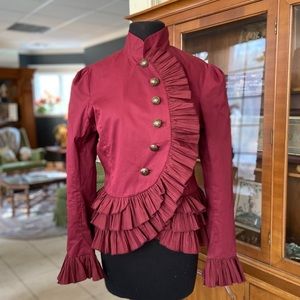 Victorian style blouse with ruffle cuffs & edging